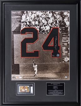 Willie Mays Signed Uniform Number (#3/24) and 1951 Bowman Rookie Card in Framed 27" x 35" Display Piece – MLB Authenticated